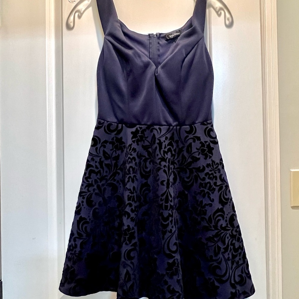 V Neck Navy Dress